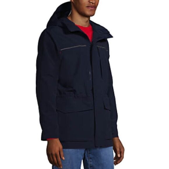 Land’s End full zip Waterproof Squall Lightweight Raincoat parka with hood XLT - Picture 5 of 8